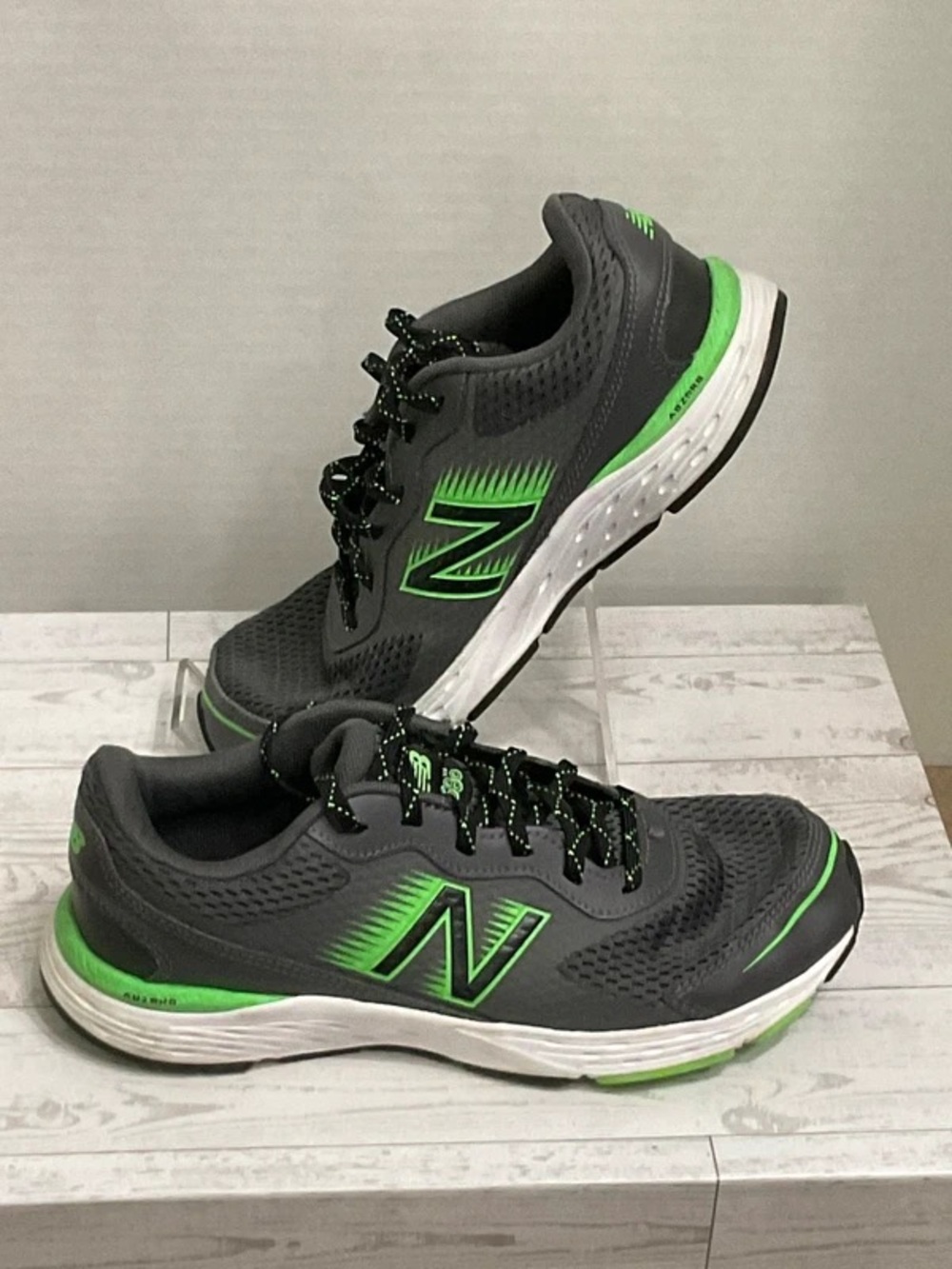 New Balance Kids Gray Sneakers with Neon Green Accents - Picture 2 of 5